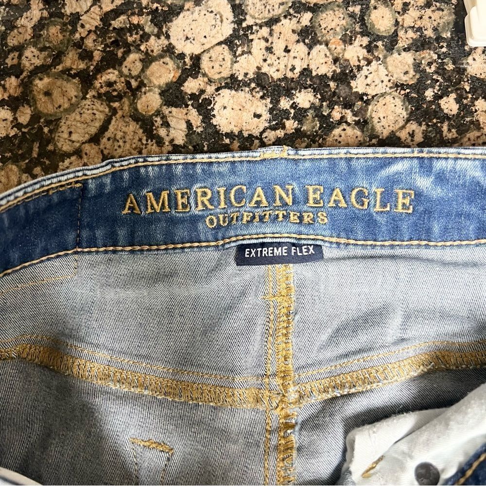 American Eagle Slim Denim Blue Jeans Extreme Flex Distressed Size 29x32 - Picture 5 of 8